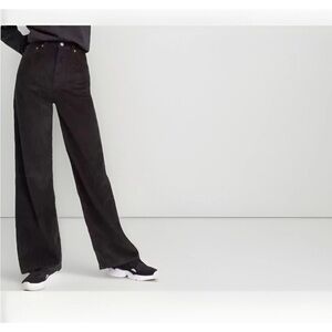 Levi's Black Rib Cage Wide-Leg Flare Curduroy High-Waisted